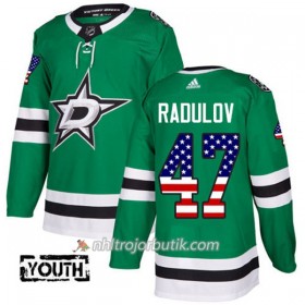 Barn Ishockey Dallas Stars Tröja Alexander Radulov 47 Adidas 2017-2018 Kelly Grön USA Flag Fashion Authentic